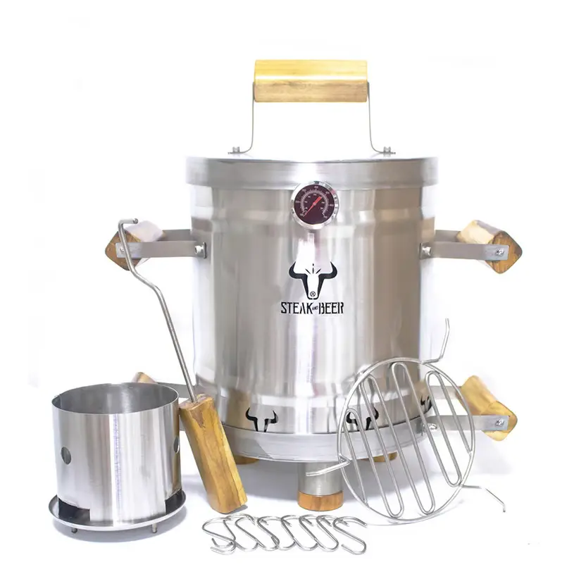 ASADOR A CARBÓN AHUMADOR TIPO BARRIL ECO ACERO INOXIDABLE MINI